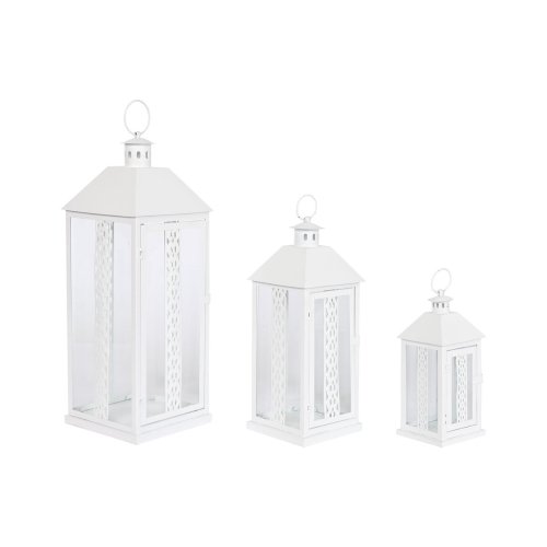 Lykta Home ESPRIT Vit Glas Jrn Shabby Chic 20 x 20 x 55 cm (3 D