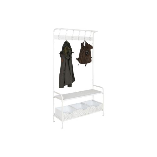 Kldhngare med hylla Home ESPRIT Vit Metall Loft 110 x 36 x 186