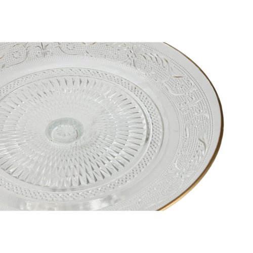Platt skl Home ESPRIT Transparent Gyllene Glas 23 x 23 x 8 cm