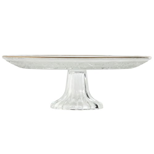 Platt skl Home ESPRIT Transparent Gyllene Glas 23 x 23 x 8 cm