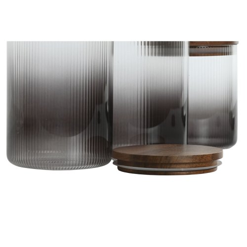 Uppsttning med 3 Burkar Home ESPRIT Gr Naturell Akaciatr Boro
