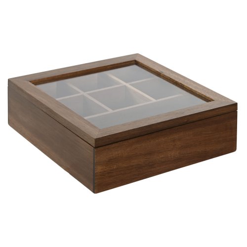 Lda fr rtte Home ESPRIT Naturell Glas Akaciatr 20,5 x 20,5 x