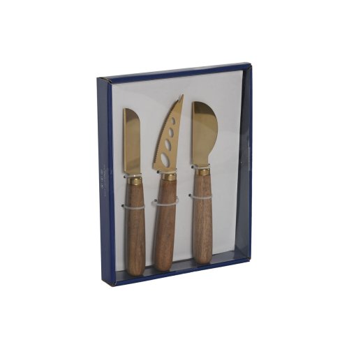 Ostknivar Home ESPRIT Gyllene Naturell Rostfritt stl Akaciatr