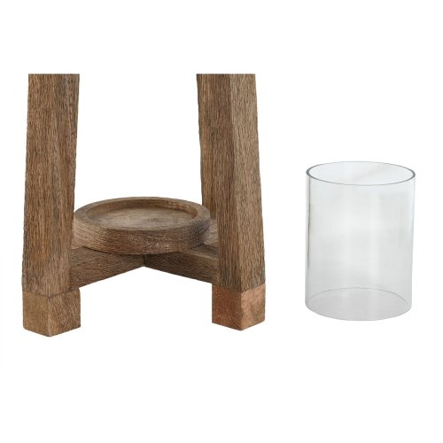 Ljusstakar Home ESPRIT Brun Naturell Glas Mangotr 25 x 25 x 35