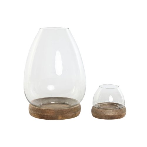 Ljusstakar Home ESPRIT Brun Naturell Glas Mangotr 30 x 30 x 40
