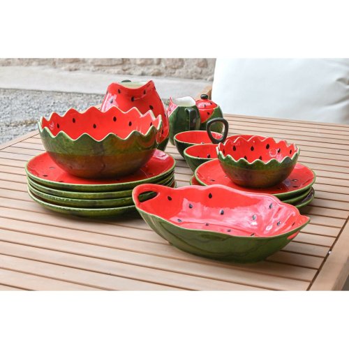 Snacksskl Home ESPRIT Rd Grn Stengods Vattenmelon 30 x 19,5 x