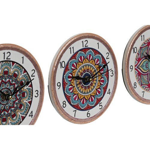 bordsklocka Home ESPRIT Multicolour Mandala Mosaik (3 antal)