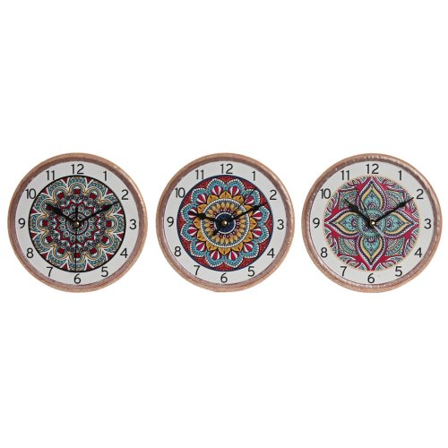 bordsklocka Home ESPRIT Multicolour Mandala Mosaik (3 antal)