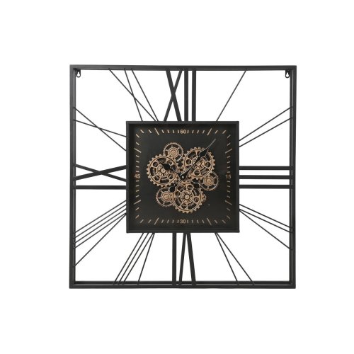 Vggklocka Home ESPRIT Svart Gyllene Metall Glas 80 x 8 x 80 cm