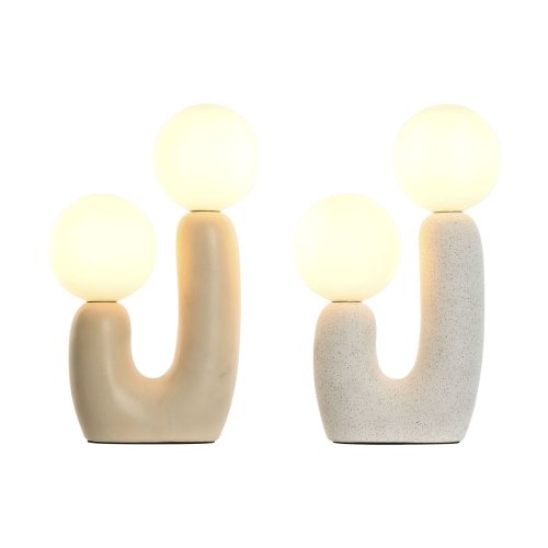 Bordslampa Home ESPRIT Vit Beige Keramik Glas 220 V 20 x 11 x 31