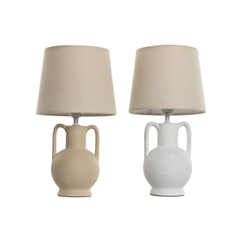 Bordslampa Home ESPRIT Vit Beige Keramik 50 W 220 V (2 antal)