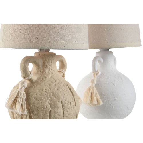Bordslampa Home ESPRIT Vit Beige Keramik 220 V 15 x 15 x 28 cm (