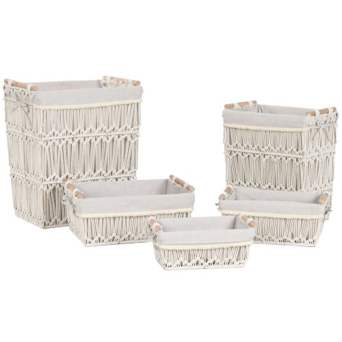 Tvttkorg Home ESPRIT Vit Naturell Metall Shabby Chic 42 x 32 x