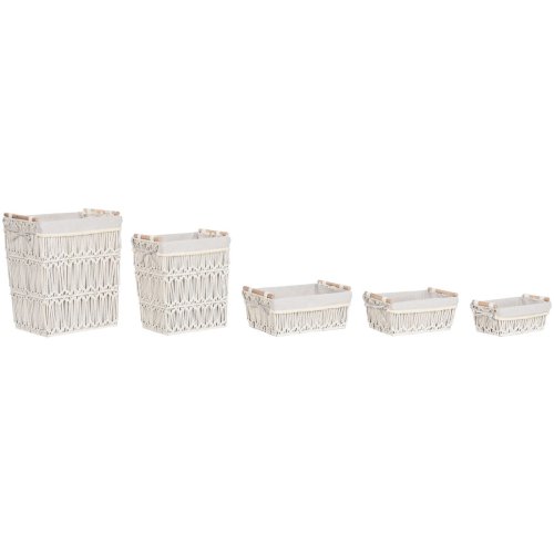 Tvttkorg Home ESPRIT Vit Naturell Metall Shabby Chic 42 x 32 x
