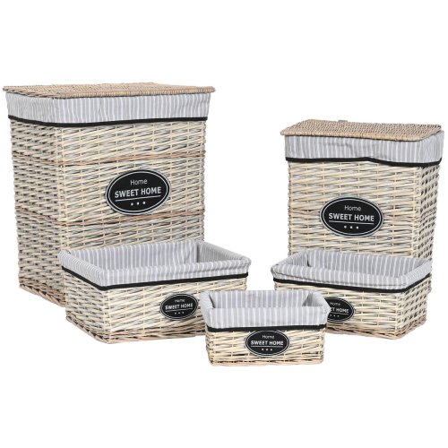 Tvttkorg Home ESPRIT Vit Brun Svart Gr Naturell vide Shabby Ch
