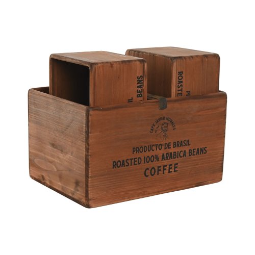 Frvaringsldor Home ESPRIT Brun Grantr 35 x 25 x 20 cm 3 Delar