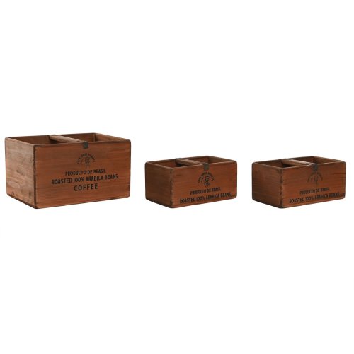 Frvaringsldor Home ESPRIT Brun Grantr 35 x 25 x 20 cm 3 Delar