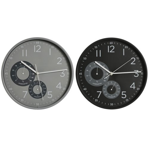 Vggklocka Home ESPRIT Svart Gr PVC 30 x 4,7 x 30 cm (2 antal)