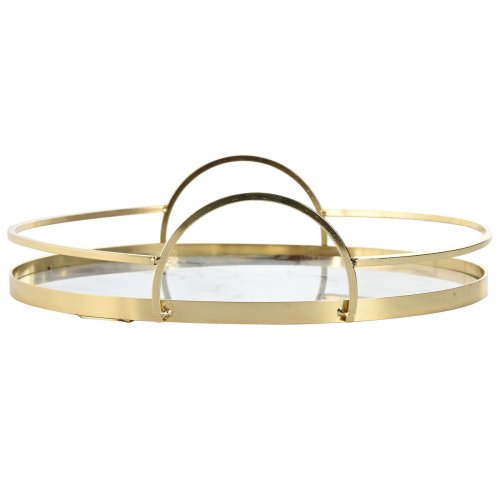 Uppsttning med Brickor Home ESPRIT Vit Gyllene Modern 30 x 30 x