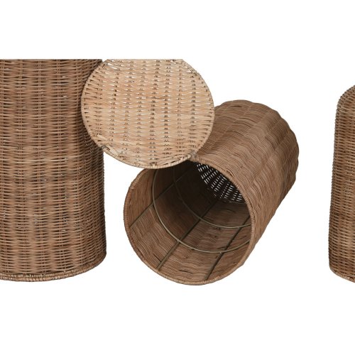 Set med 3 Vasar Home ESPRIT Brun Metall Naturell 25 x 25 x 82 cm