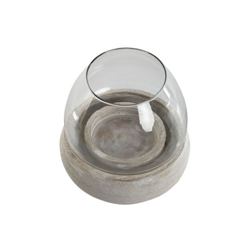Ljusstakar Home ESPRIT Vit Naturell Glas Mangotr 30 x 30 x 40 c