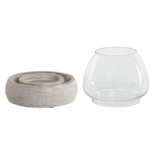 Ljusstakar Home ESPRIT Vit Naturell Glas Mangotr 30 x 30 x 40 c