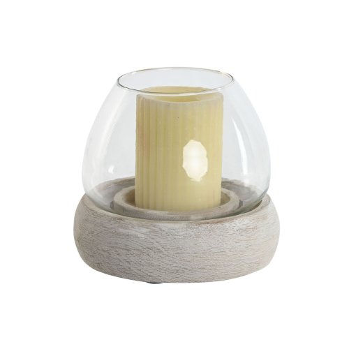Ljusstakar Home ESPRIT Vit Naturell Glas Mangotr 30 x 30 x 40 c