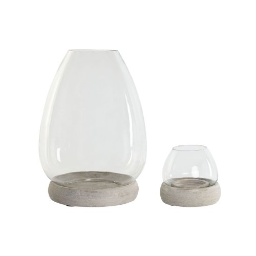 Ljusstakar Home ESPRIT Vit Naturell Glas Mangotr 30 x 30 x 40 c