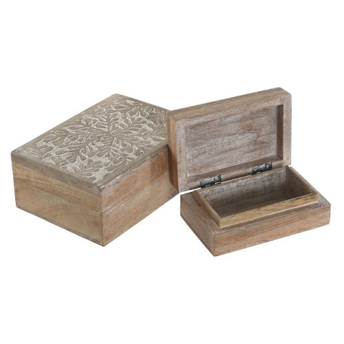Smyckeskrin Home ESPRIT Vit Naturell Mangotr (2 Delar)