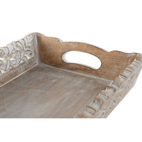 Uppsttning med Brickor Home ESPRIT Vit Naturell Mangotr 40,5 x
