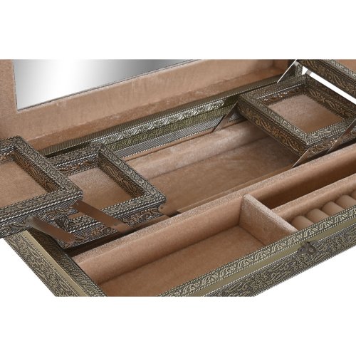 Smyckeskrin Home ESPRIT Vit Champagne Tr Aluminium 38 x 20 x 7,