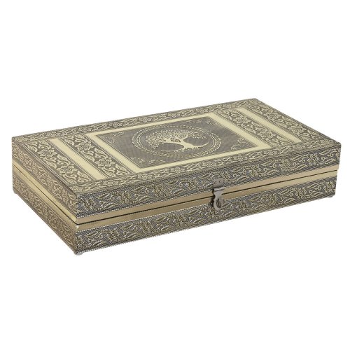 Smyckeskrin Home ESPRIT Vit Champagne Tr Aluminium 38 x 20 x 7,