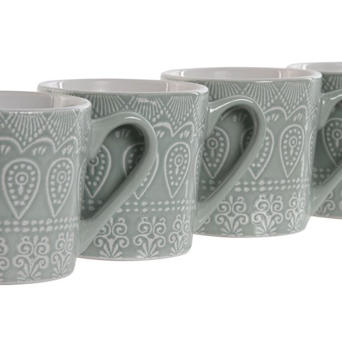 Set med 4 muggar Home ESPRIT Grn Stengods 360 ml 9,5 x 13 x 9,2