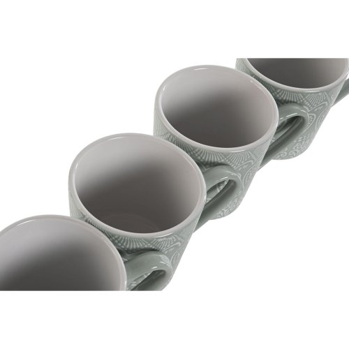 Set med 4 muggar Home ESPRIT Grn Stengods 360 ml 9,5 x 13 x 9,2