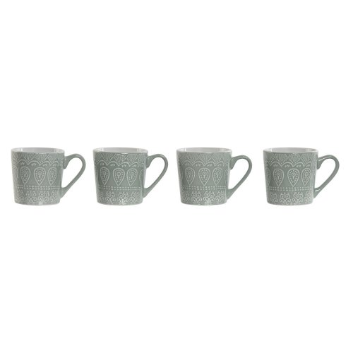 Set med 4 muggar Home ESPRIT Grn Stengods 360 ml 9,5 x 13 x 9,2