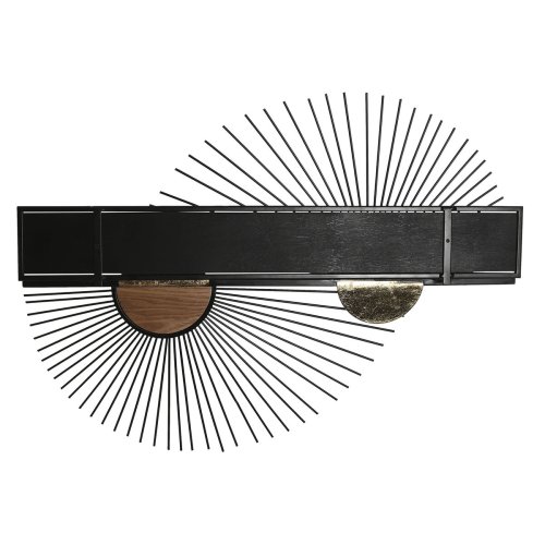 Bokhylla Home ESPRIT Svart Naturell Metall Tr MDF 70 x 12 x 51
