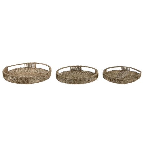 Uppsttning med Brickor Home ESPRIT Naturell Tropiskt 45 x 45 x