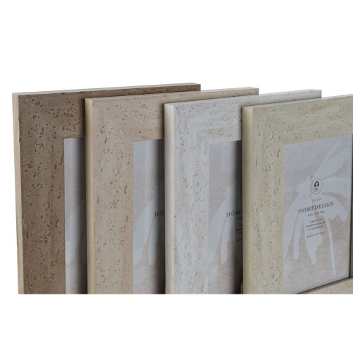 Fotoram Home ESPRIT Vit Brun Beige Elfenben Glas polystyren Marm