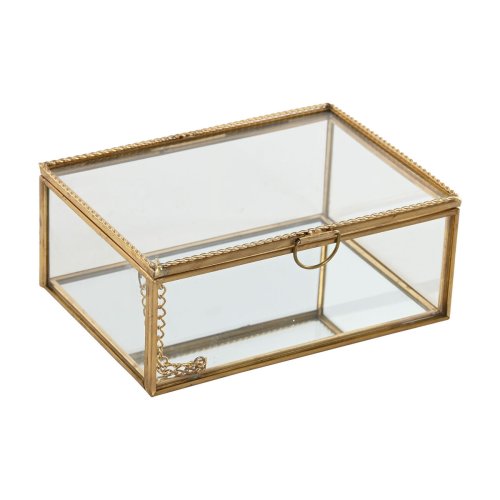 Smyckeskrin Home ESPRIT Gyllene Metall Glas 14 X 10,3 X 5,8 cm