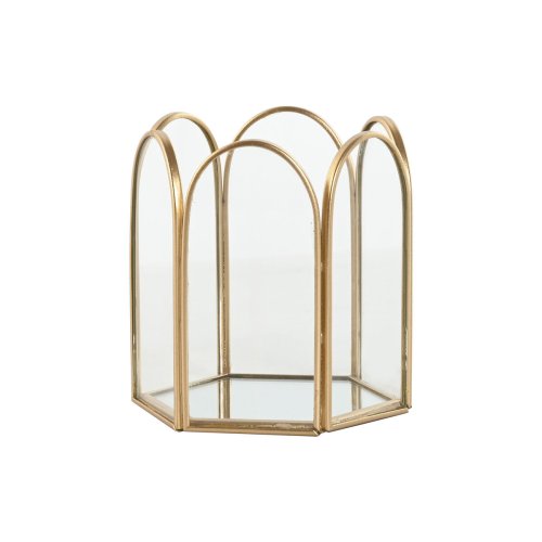 Smyckeskrin Home ESPRIT Gyllene Metall Glas 9,2 X 8,2 X 9,5 cm