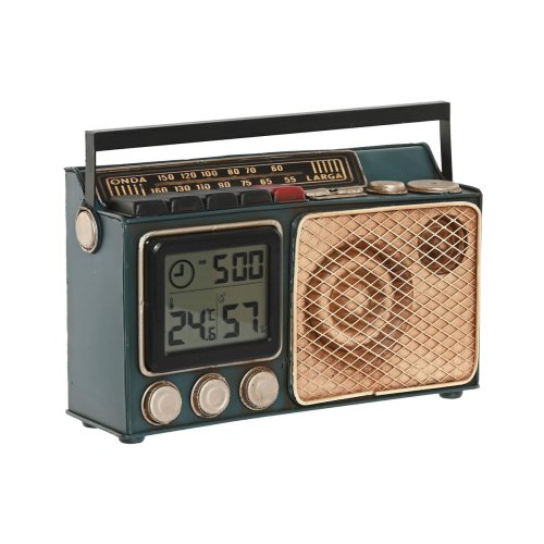 Asztali ra Home ESPRIT Gyllene Mrkgrn Metall Radio 24 x 8 x 1