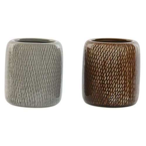 Glas Home ESPRIT Brun Gr Stengods 8,5 x 8,5 x 10 cm (2 antal)
