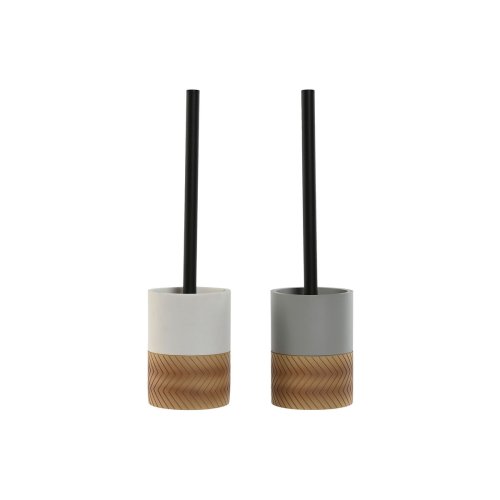 Toalettborste Home ESPRIT Vit Gr Naturell Harts 9,5 x 9,5 x 37