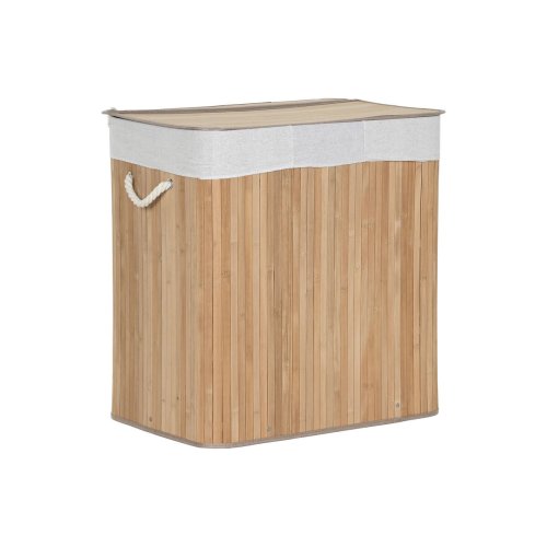 Tvttkorg Home ESPRIT Vit Naturell Bambu 140 L 60 x 40 x 60 cm