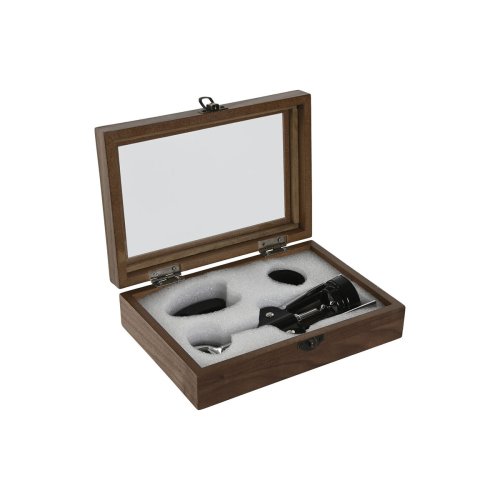 Set med Vintillbehr Home ESPRIT Svart Naturell Rostfritt stl T