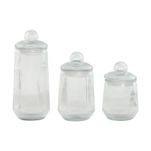 Uppsttning med 3 Burkar Home ESPRIT Transparent Silikon Glas 1,