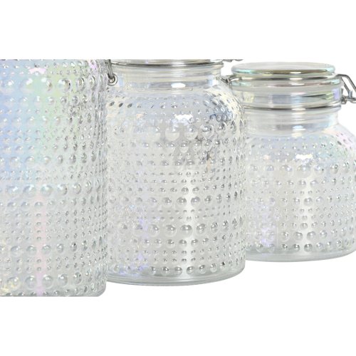Uppsttning med 3 Burkar Home ESPRIT Transparent Metall Glas 1,2