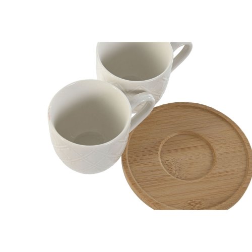 Set med kaffekoppar Home ESPRIT Vit Bambu Porslin 90 ml