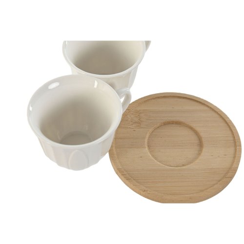 Set med kaffekoppar Home ESPRIT Vit Bambu Porslin 90 ml