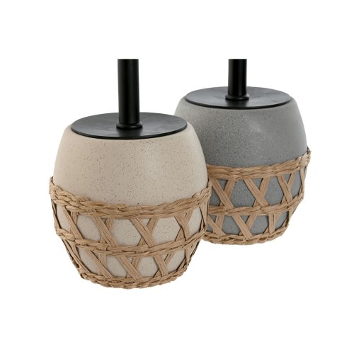 Toalettborste Home ESPRIT Svart Gr Krm Fibrer Dolomite 11 x 11